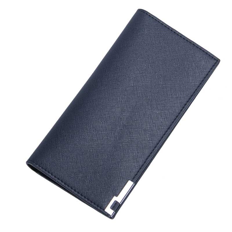 Men Thin Wallet leather purse long slim wallet famous brand male clutch big capacity credit card wallet !: Blue