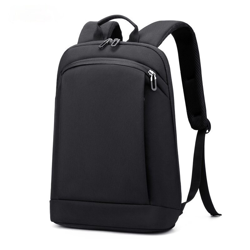 Lett bærbar ryggsekk menn 15.6 tommer kontorarbeid kvinner ryggsekker business bag unisex svart ryggsekk slim ryggsekk: Nylon svart