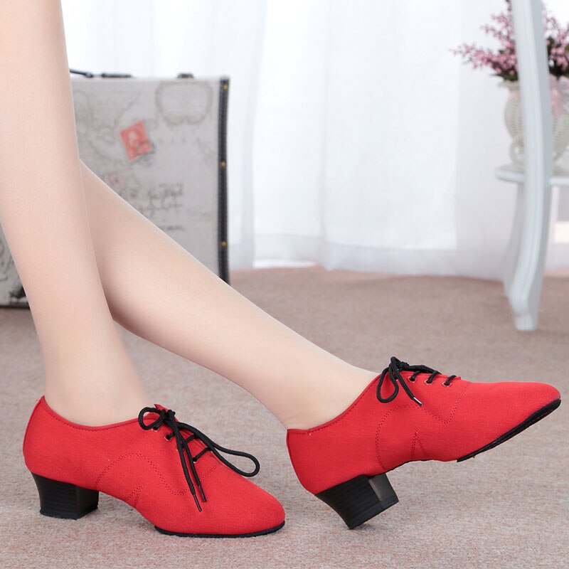 NUOVO scarpe di Tela delle Donne Sala Da Ballo Latino Pratica Scarpe Da Ballo Coperta In Pelle Scamosciata Split Sole 4 centimetri Tacco Alto Sala Da Ballo Danza Formazione Scarpe