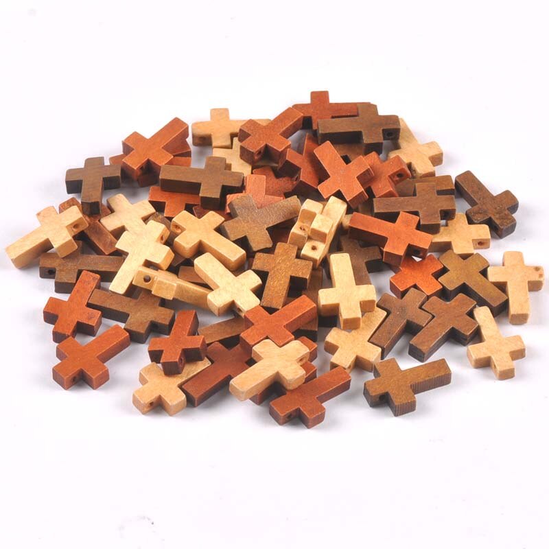 Perles en bois à suspendre en croix, bricolage, pendentif pour enfants, bijoux décoratifs, , mt2575