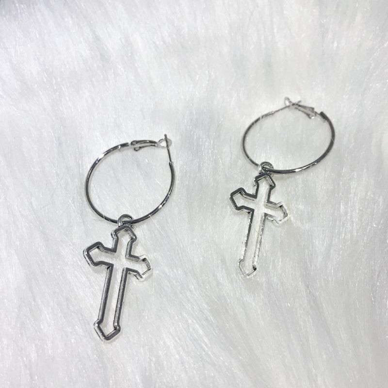 Cruz oca balançar brincos harajuku metal geométrico brincos de gota jóias r7rf