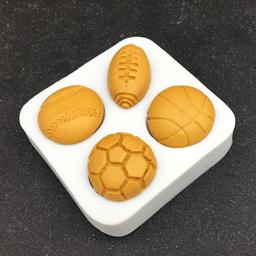 Fodbold tennis rugby basketball silikone sugarcraft form cupcake bageform fondant kage dekorationsværktøj