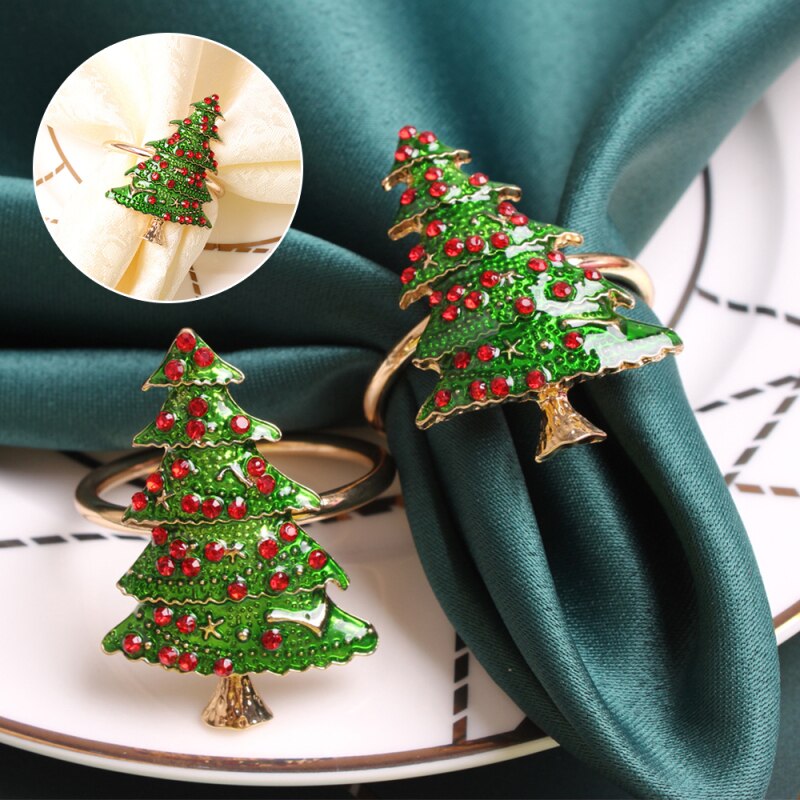 6Pcs Upscale Hotel Servet Ring Kerstboom Servet Cirkel Party Tafel Decor Servet Gesp Etentje Bruiloft