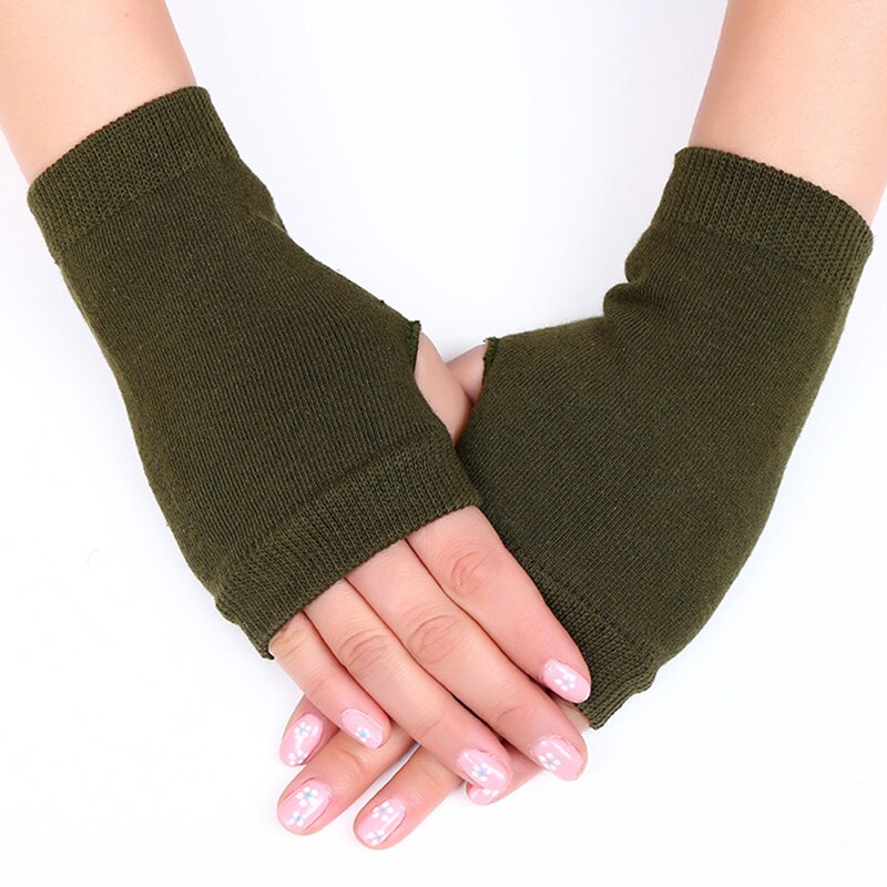 Femmes hommes hiver torsion Crochet tricoté sans doigts gants manches courtes main plus mitaines couleur unie Guantes Mujer: 05