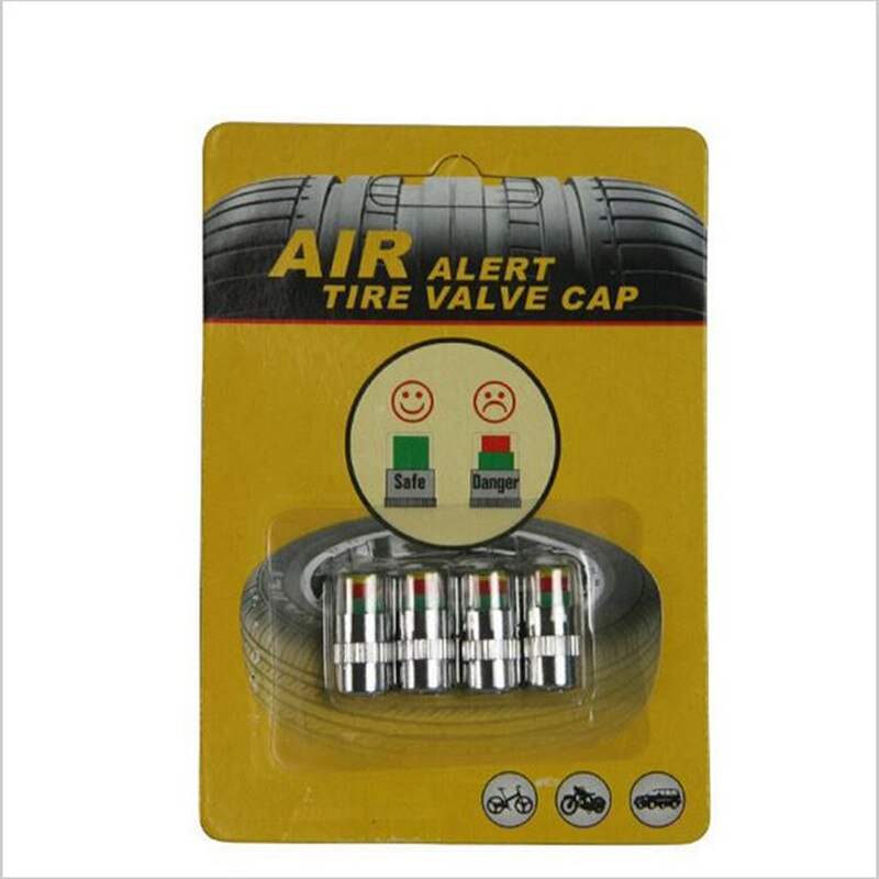 4 stks/set Universele 2.0Bar Auto Ventieldopjes Kleurrijke Wiel Caps Stofdicht Rustproof Caps Voor Auto Auto Bandenspanning Waarschuwing