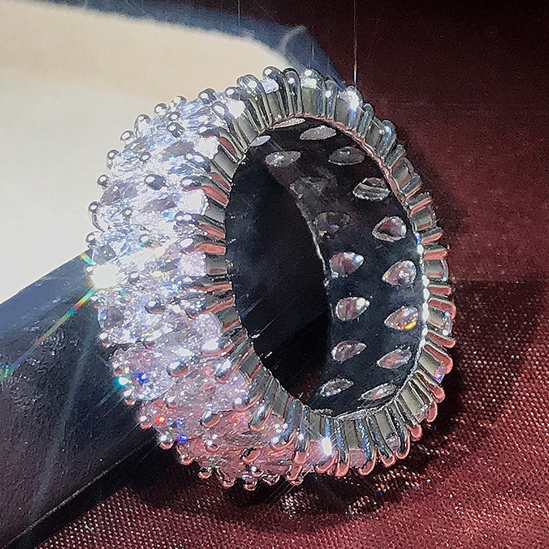 2021 novo na moda dupla drenagem gotejamento 925 sterling silver eternity band anel para presente de natal feminino jóias venda em massa r5936