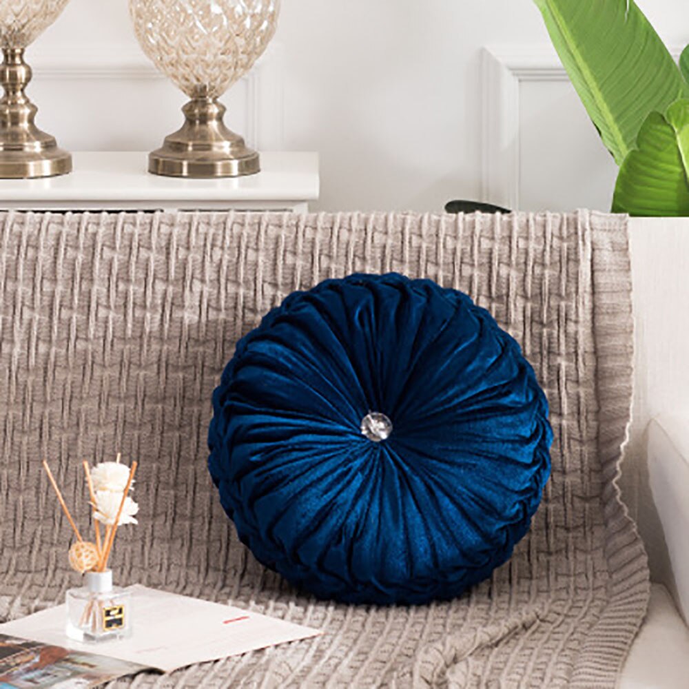 Europese Stijl Fluwelen Geplooide Pompoen Kussen Ronde Decoratieve Sofa Sierkussen Kussen Sofa Decor Thuis Textiel