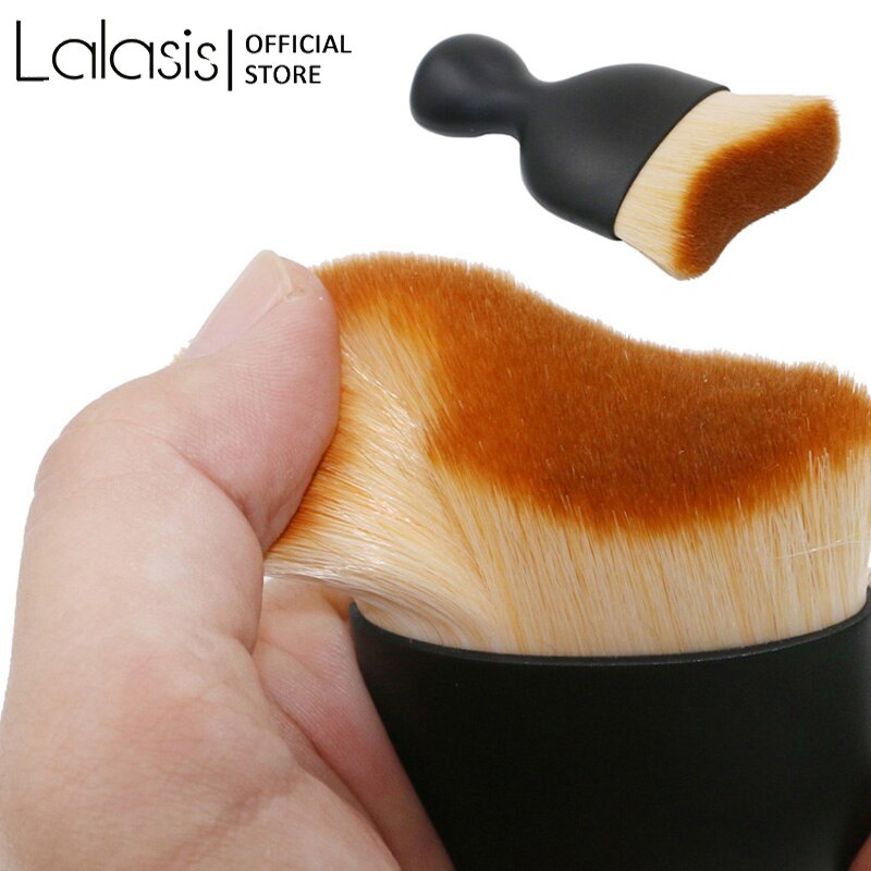 Lalasis Make-Up Borstel Wave Arc Gebogen Haar Vorm Wijn Glas Base Cosmetische Bronzer Pro Contour Kabuki Make Up Borstel Met cover