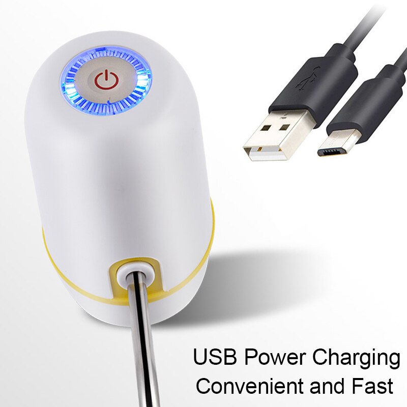 Bärbar touch-tone trådlös uppladdningsbar elektrisk dispenser vattenpump med usb-kabel / blått ljus  / 304 rostfritt stålrör