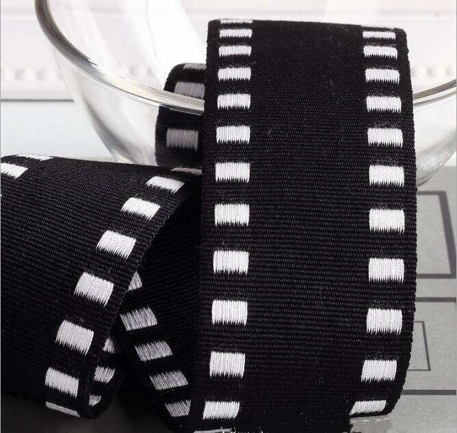 Kewgarden diy haarstrik accessoires met vierkante rand grosgrain lint 1 " 1.5 " 1cm 16mm handgemaakte tape verpakkingsband 10 yards: Zwart / 38mm