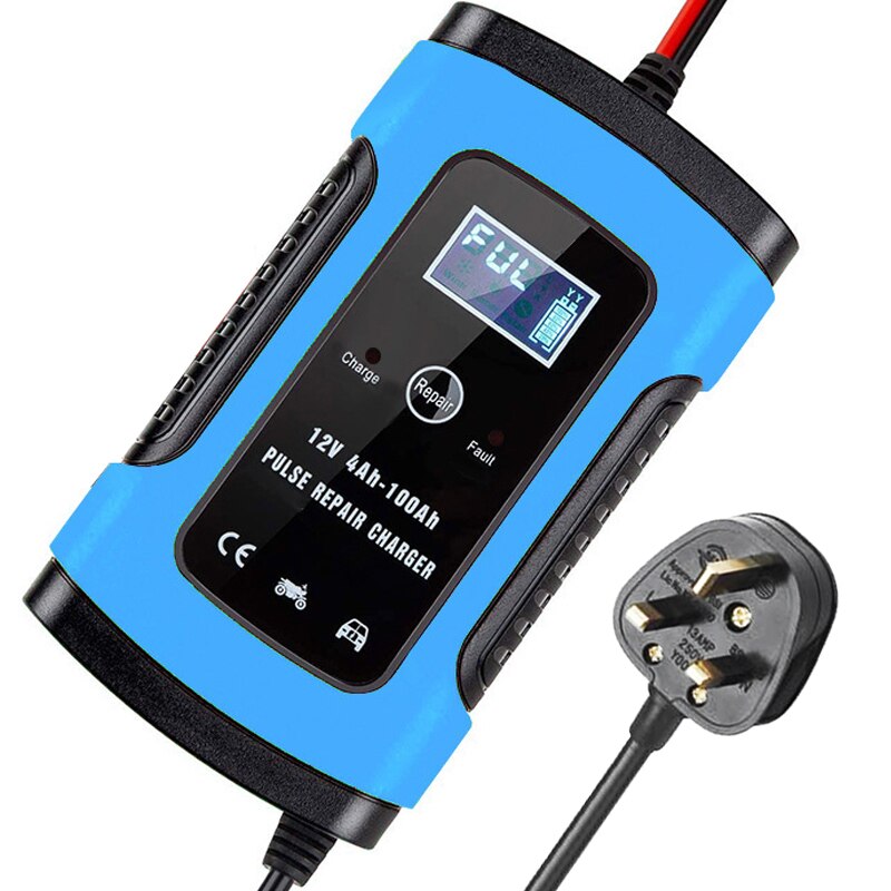 Full Automatic Car Battery-Charger 12V 6A Automobile Motorcycle Battery Charging Unit Intelligent Repair For Lead Acid Storage: UK Plug