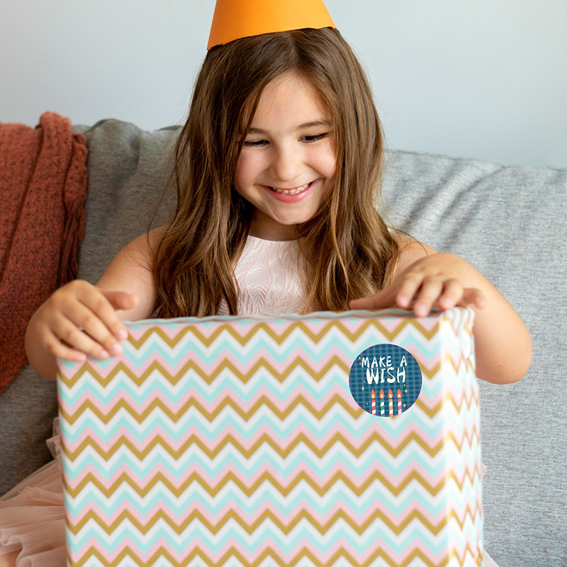 100-500pc 38mm Happy Birthday Cake Party Sticker Cartoon Decor Sticker Envelope Invitation Sealing Sticker