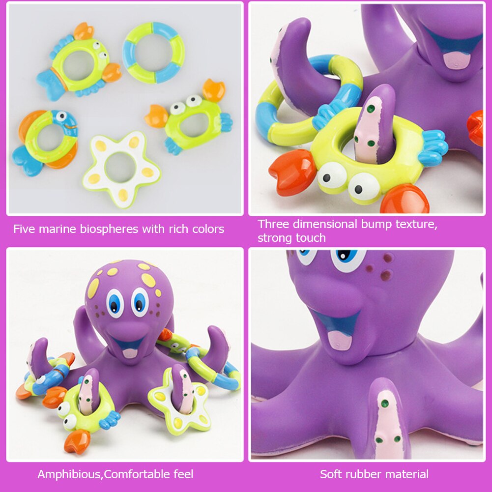 6pcs Baby Cute Cartoon Octopus Bathing Toys Kids Water Floating Toy Beach Shower Swimming Water Playing for Children