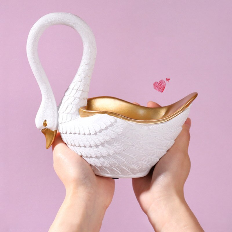 Adornos de resina de estilo europeo para el hogar, accesorios de almacenamiento de cisne blanco para sala de estar y dormitorio