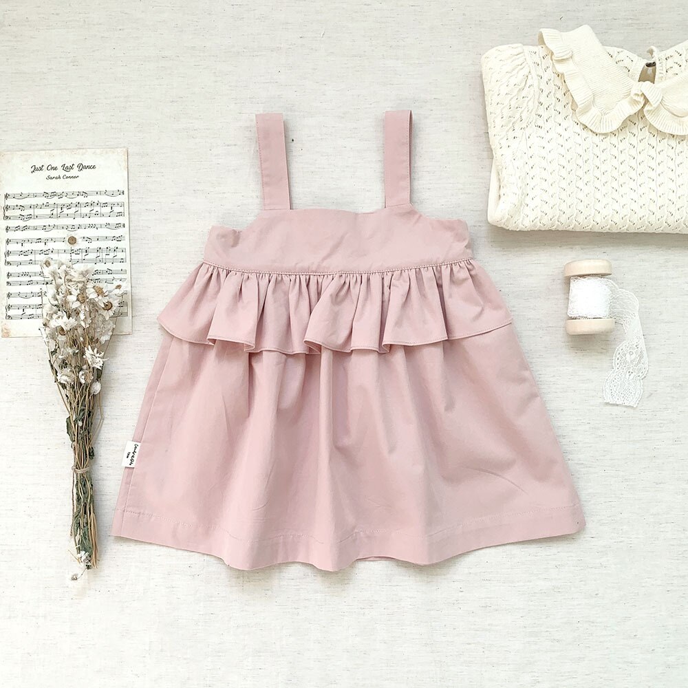 Vestito dal bambino della primavera di nuovo arrivo per le ragazze vestito casuale dalla neonata della principessa infantile senza maniche dell&#39;imbracatura rosa