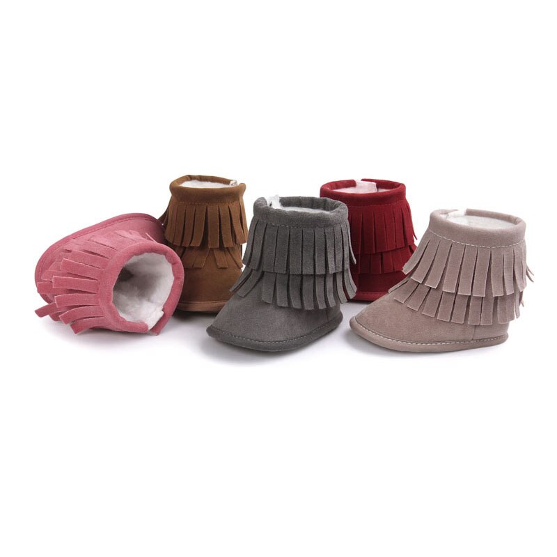 Emmamaby 0-18M niño pequeño bebé niña Botas de invierno borla Patchwork sólido suela suave de algodón infantil botas de nieve
