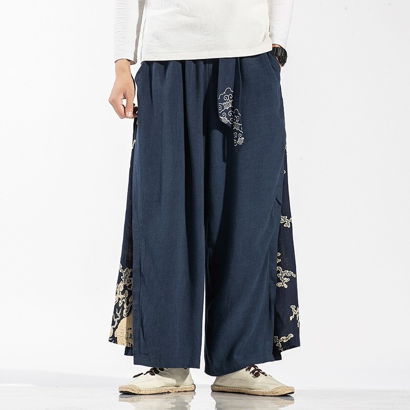 Tangdress i kinesisk stil herre lin bomull kung fu løse japanske kimonobukser brede benbukser herrebunn kung fu bukser 10835
