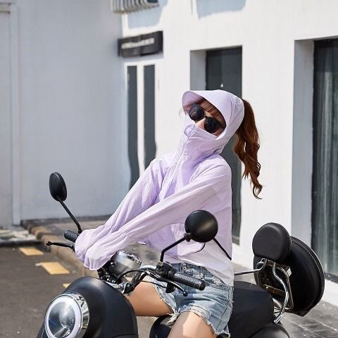 Ropa de protección solar para mujer, estilo coreano, protección UV, capó corto, a prueba de sol, Verano: 3