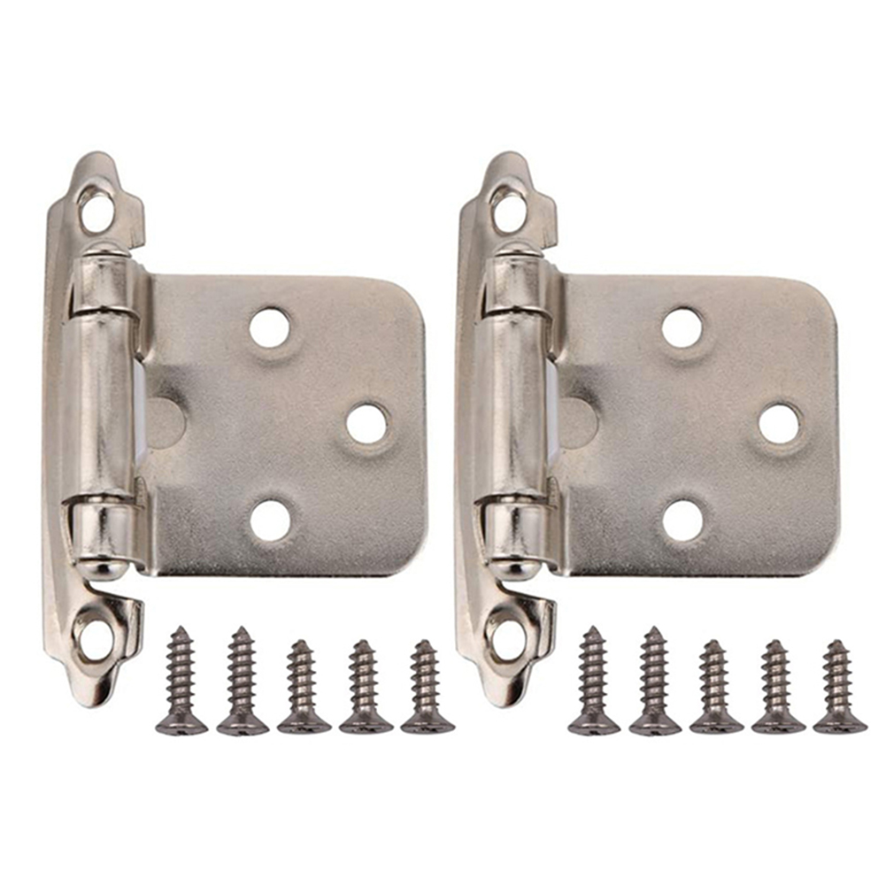 2 stk. amerikanske selvlukkende fjederhængsler med skruer overlay skabslåge planhængsler møbelbeslag: Sølv