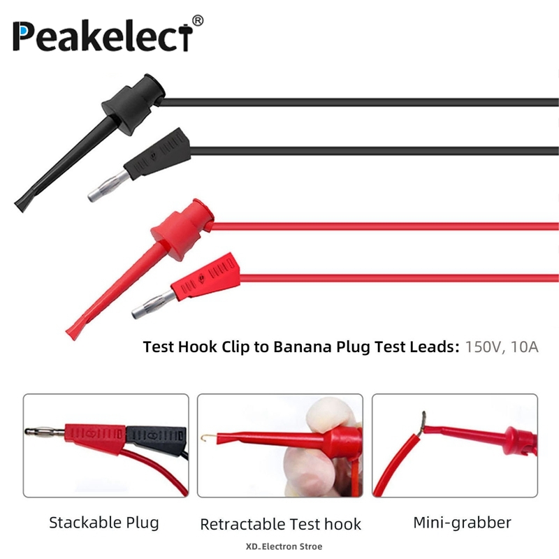 Peakelect P1051B Multimeter Test Lead Kit 4Mm Banana Plug Banana Plug / Test Haak/Alligator Clip Kabels voor Elektrische Werk