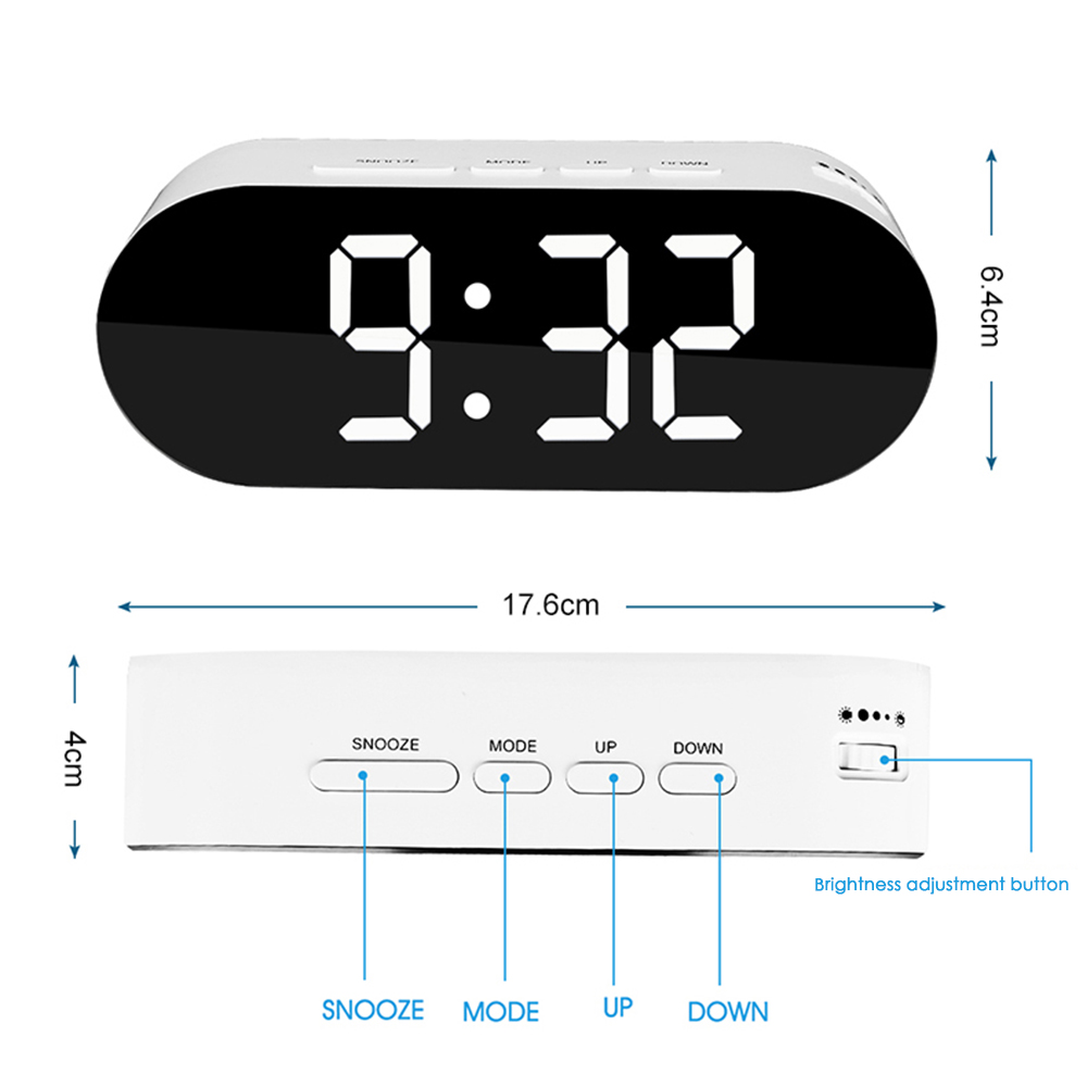 Practical LED Alarm Clock Night Lights USB Mirror Thermometer Desk Clock Lamp Square Rectangle Multi-function Desk Clocks