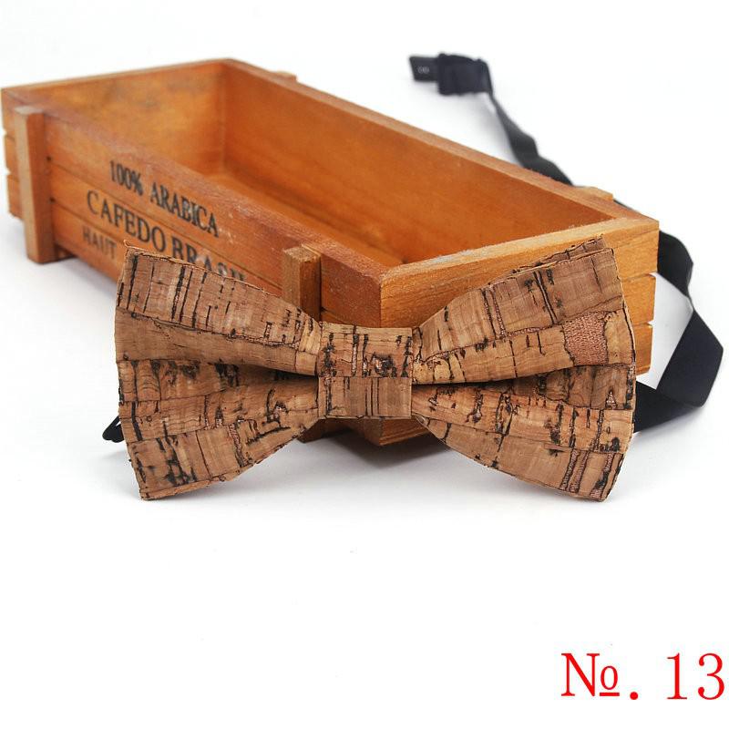 Fancy Cork Wood Men's Bow Ties Novelty Handmade Solid Bowtie Butterfly Wedding Party Man Accessories Neckwear: 13