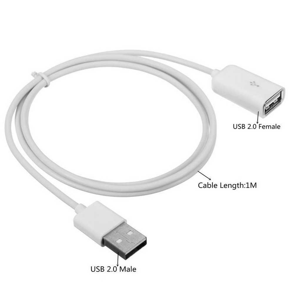 OcioDual Cable Alargador Prolongador USB 2,0 Macho Hembra Ordenador PC Blanco de un párrafo de extensión de 1m Puerto Conector