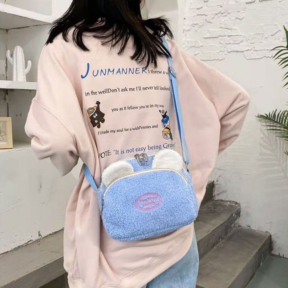 Nowy przyjazd dzieci śliczne pluszowy królik retro kontrast portmonetki mini kreskówka portfel dziewczyny torba na ramię