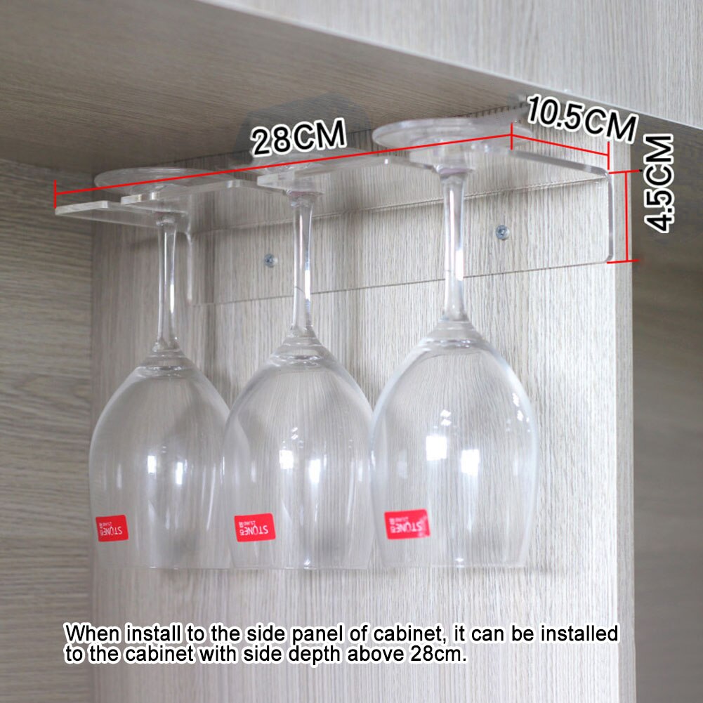 Wall Mount 3 Slot Acrylic Wine Glass Rack Upside Down Wine Rack Goblet Rack Hanging Wine Hanging Cup Holder