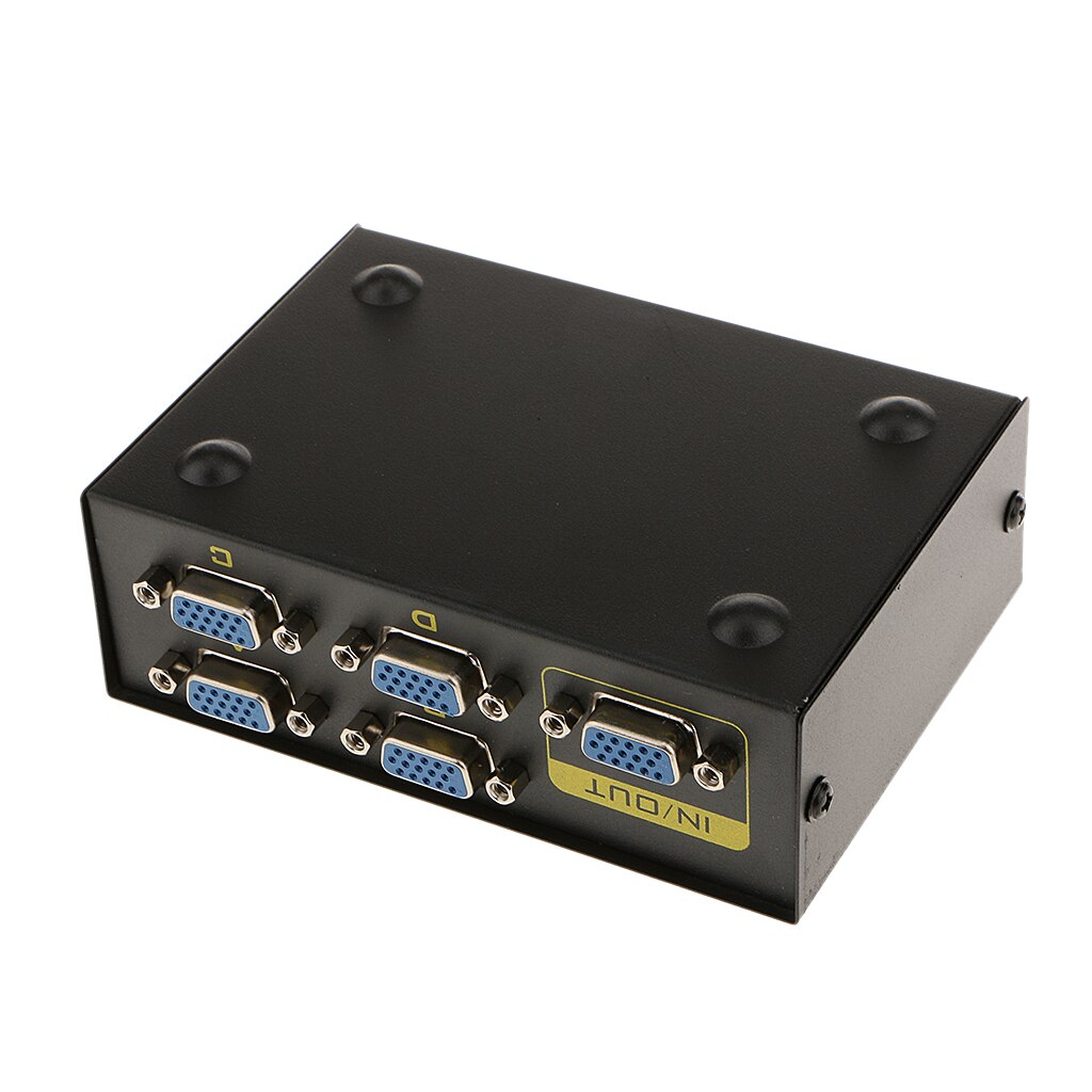 5 Port 4 PC In To 1 TV Monitor Out VGA SVGA XGA Video Sharing Switcher Selector Box For LCD PC Computer