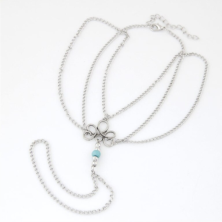 RAVIMOUR klasyczny kolor srebrny bransoletka na kostkę biżuteria na stopy boso sandały obrączka na nóżkę ptaka dla kobiet Tornozeleira Chaine Cheville bijoux