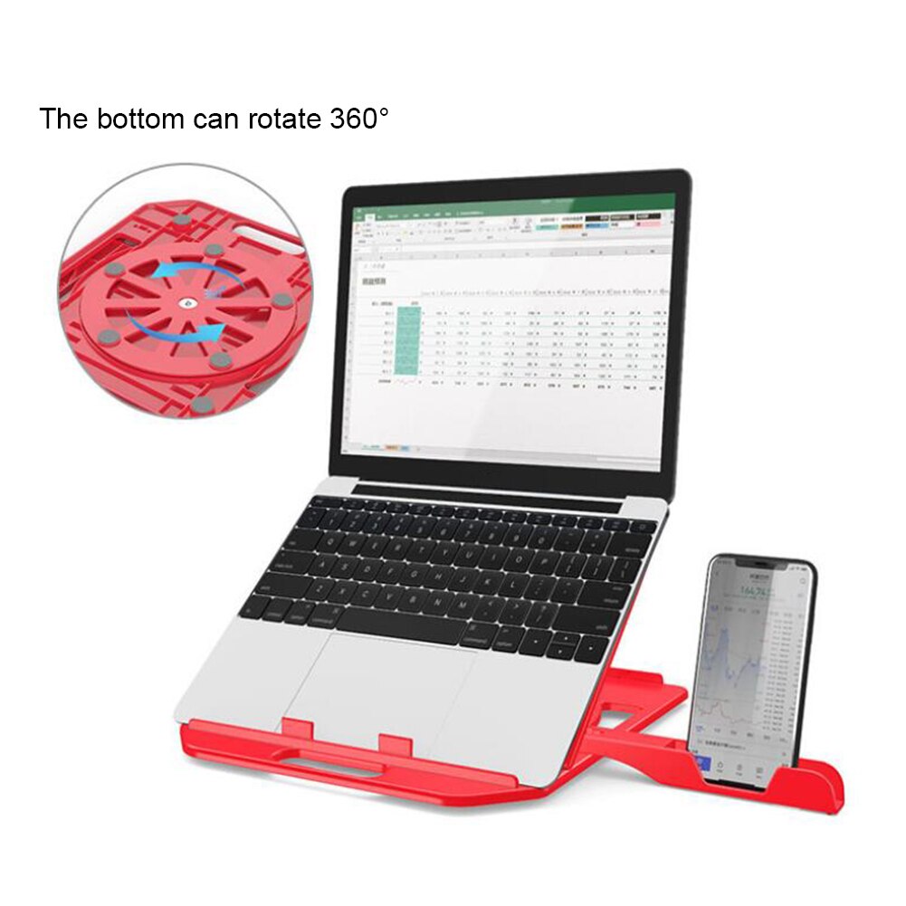 Laptop Holder 360 Degree Rotating Bottom Stand Height Adjustable Computer Bracket Cooling Pad Rack For Macbook: Red