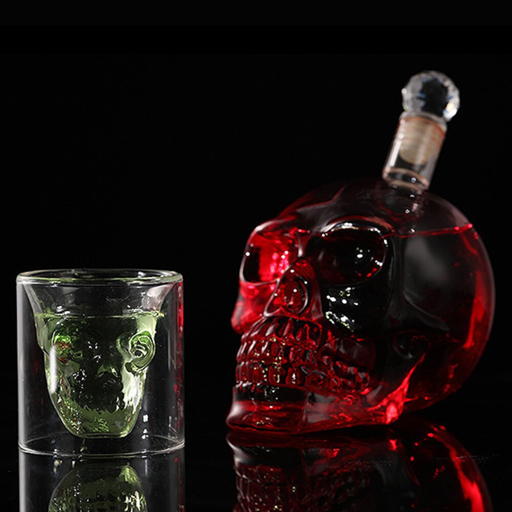 125/350/550/1000ML cráneo creativa jarra de vidrio Whisky Vodka vino botella de cristal de los espíritus de vino transparente bebiendo suministros