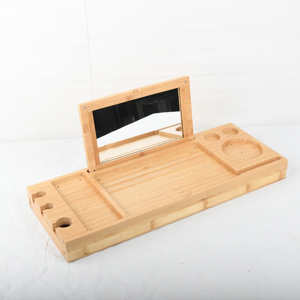 1pc multifunctionele badkuip serveerbladen bamboe badbrug telescopisch opbergrek plank met spiegel voor badkamer thuis