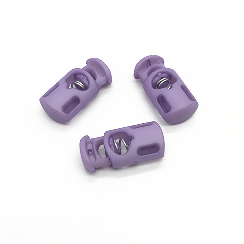 Bloqueo de cordón de palanca de plástico, tapón de cordón de resorte de varios colores para ropa DIY, cordón de cordón, accesorios de ropa deportiva, 25x12mm, 50 Uds.: light purple 