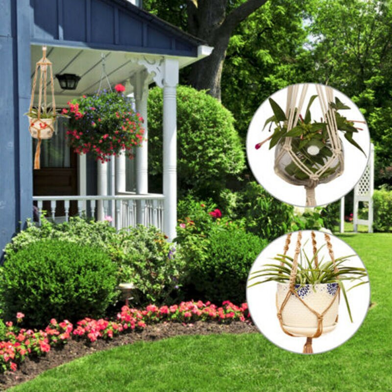 Hemp Rope Large Pot Holder Macrame Plant Hanger Hemp Rope Braided Hanging Planter Basket