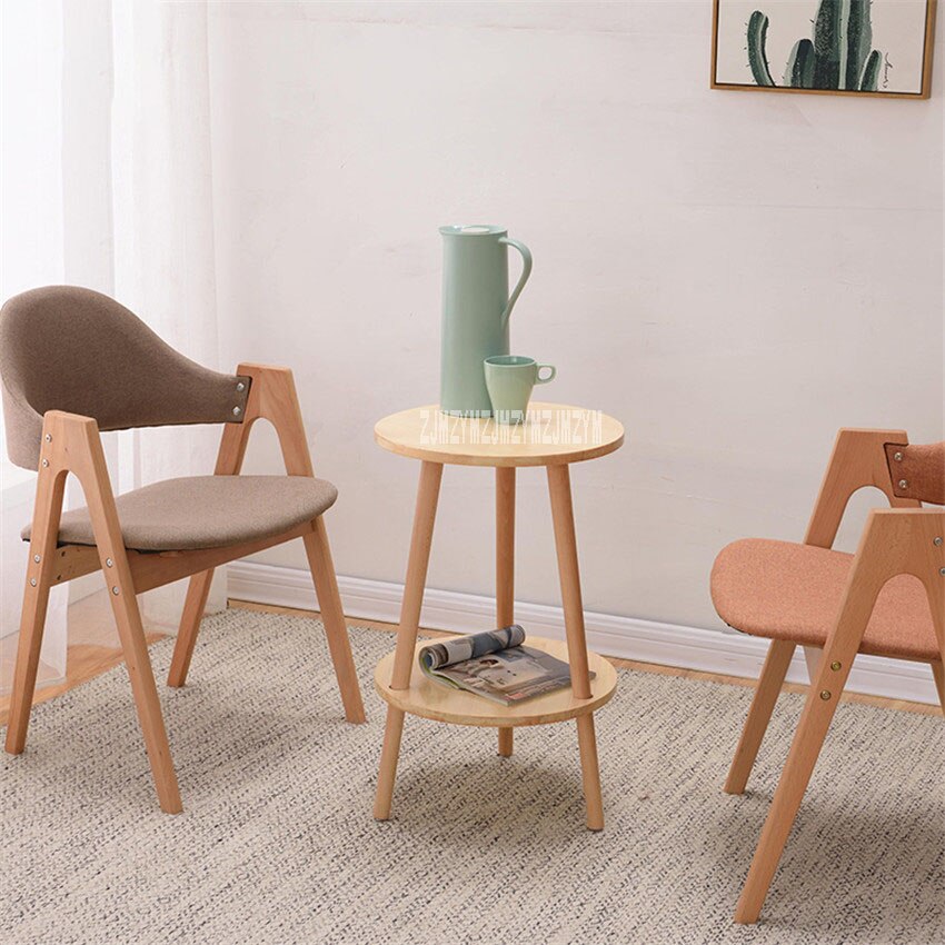 Simple Modern End Table Living Room Furniture Solid Wooden Tea Table Bedroom Portable Round Coffee Table Balcony Side Table
