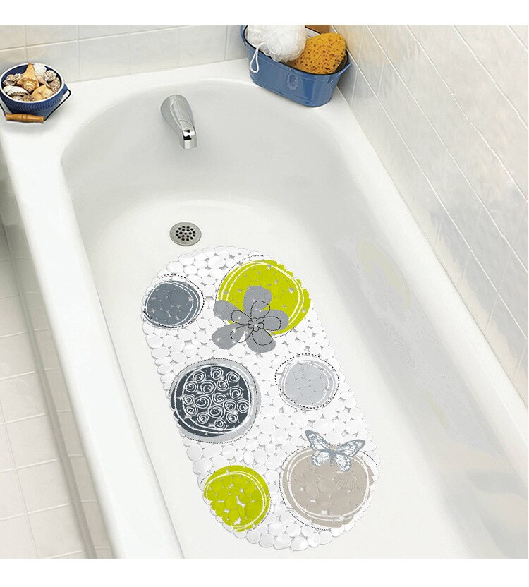 Bathtub Mat Non Slip Oval Shower Bath Mat With Suction Cute Convenience Cups For Kids Adults Non-Slip Mat