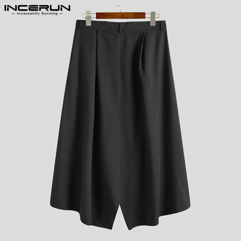 Stijlvolle heren casual broek knoop joggers effen wijde pijpen -kruis broeken losse rokken pantalon streetwear s -5xl incerun