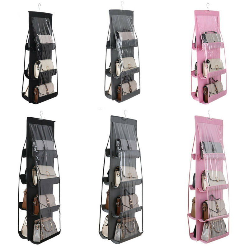 Sac à main 6/8 poches, étagère, sacs suspendus, organisateur de rangement, anti-poussière, support étanche, placards de garde-robe