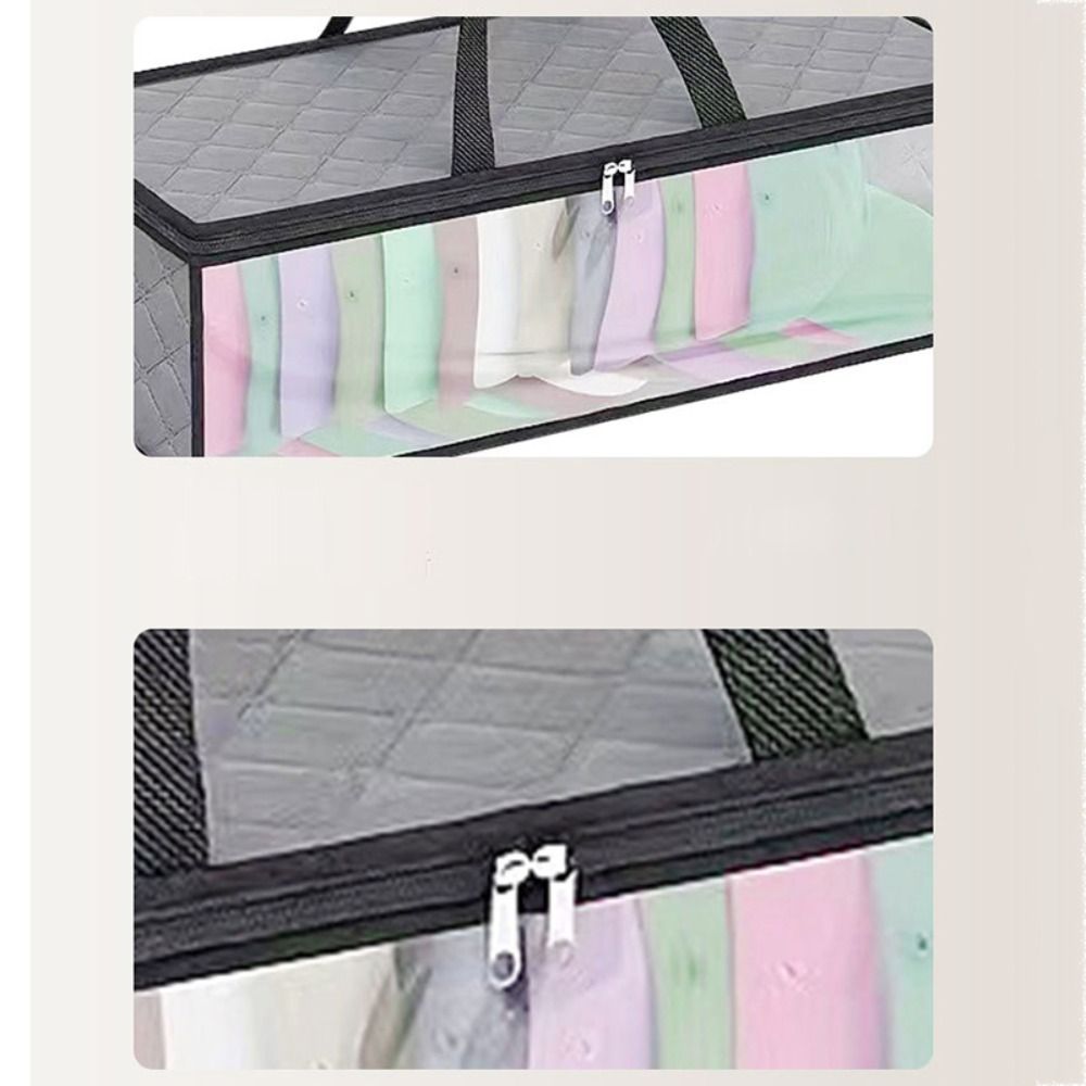 Sac de rangement sous le lit en tissu non tissé, poubelle pliable de grande capacité pour vêtements, anti-poussière avec fenêtre transparente