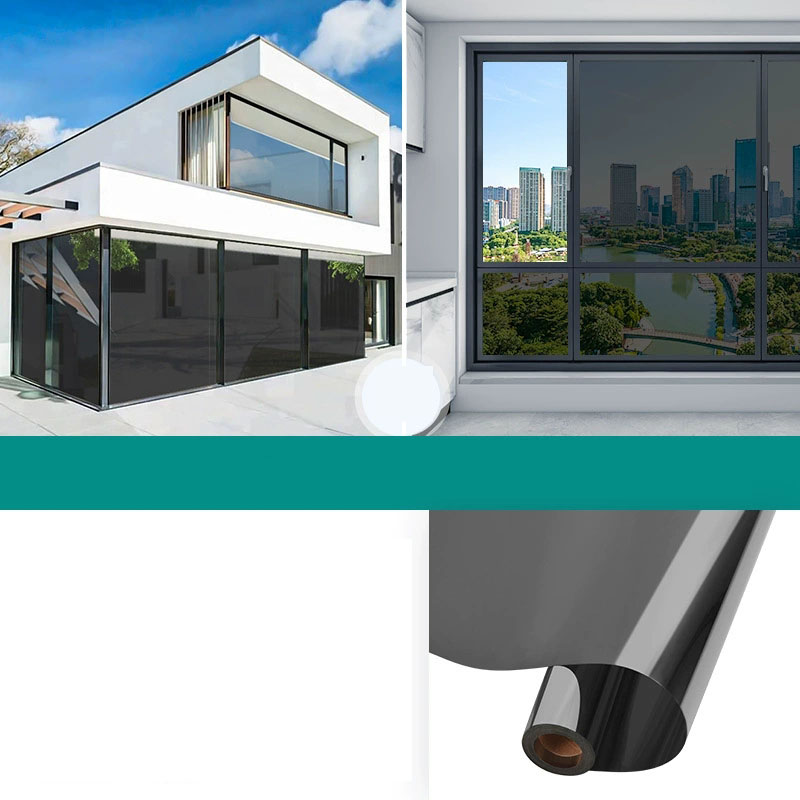 Yksisuuntainen peili-ikkunakalvo suojaa eristyslasikalvo yksityisyys koti-ikkuna parveke aurinkovoidetarra: 45cm*5m / Harmaa