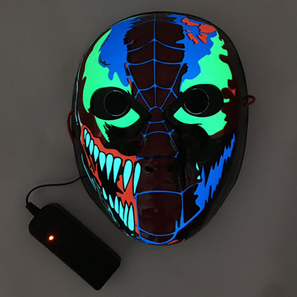 Clown LED Mask Halloween Party Mask Neon Light Up Luminous Wire Purge Scary: N15 venom spider