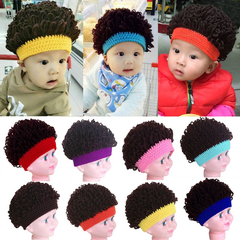 Novedad niños bebé niños pequeños peluca sombrero Cosplay apoyos de la foto de niño niña invierno peluca Afro de grandes para cabello rizado tapa 1-4T