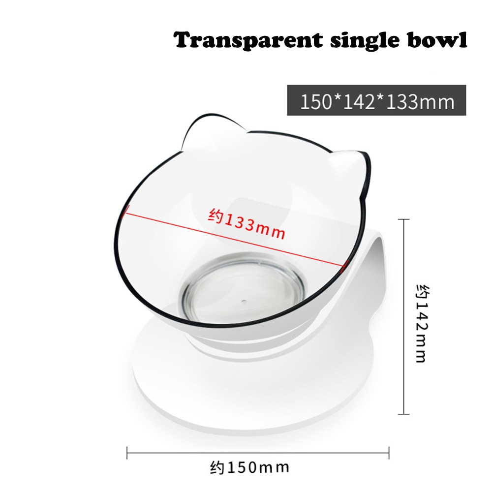 Grote transparante kattenbak met dubbele bak, voerbak voor kat en hond, waterbak met standaard, voerbak voor katten en honden, dierenbenodigdheden: Enkele transparante