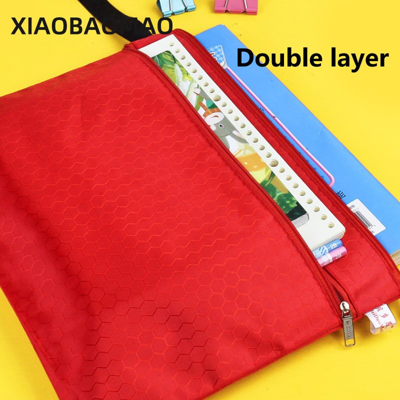 A4 Canvas File Folder Bag Men Portable Office Supplies Organizer Bags Double Layer Portable School Document Supplies