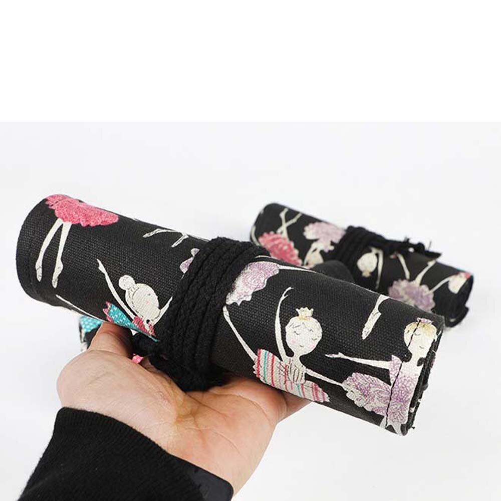 36- gats etui kat schoolbenodigdheden kunst pennenzakjes etui canvas wikkelrol student cosmetische kwast opbergruimte schrijfwaren