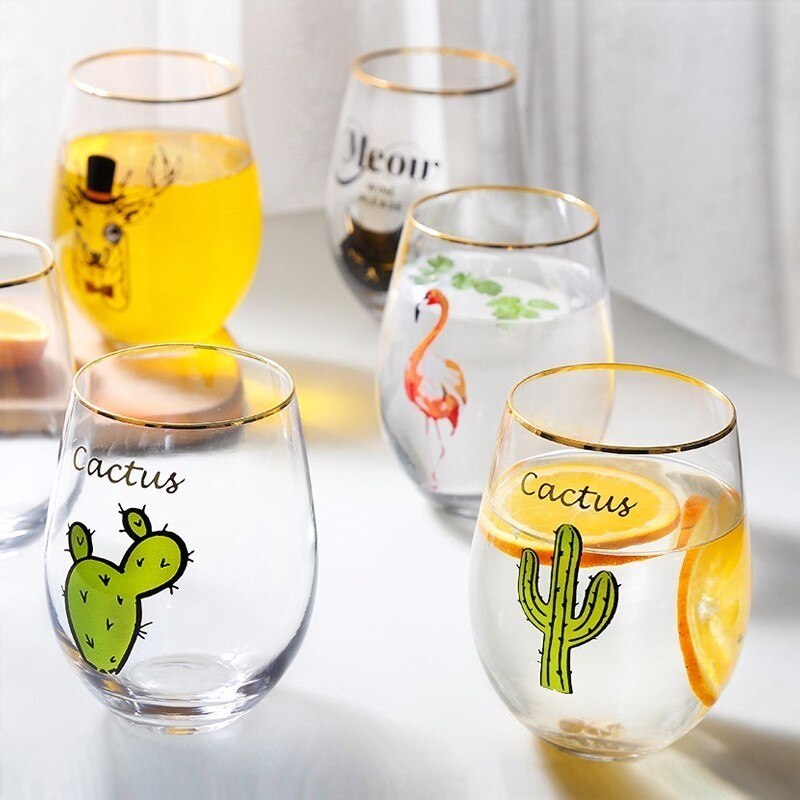 Northern Europe MEOR Cat Big Belly Gold Rim Wine Glass Mousse Tray Dessert Juice Cocktail Egg Shape Swig Cup Travel Cooler Mugs