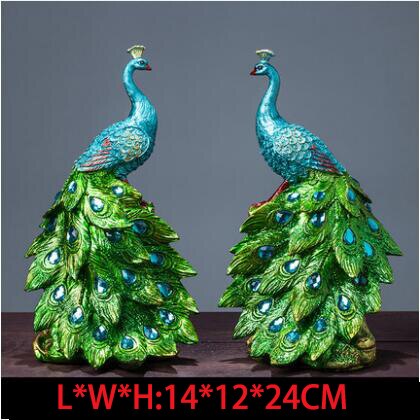 Originele Hars Pure Groene Phoenix Beeldje Pauw Decor Vogel Standbeeld Kantoor Thuis Ambachten Decoratie Dier Sculptuur Ornament