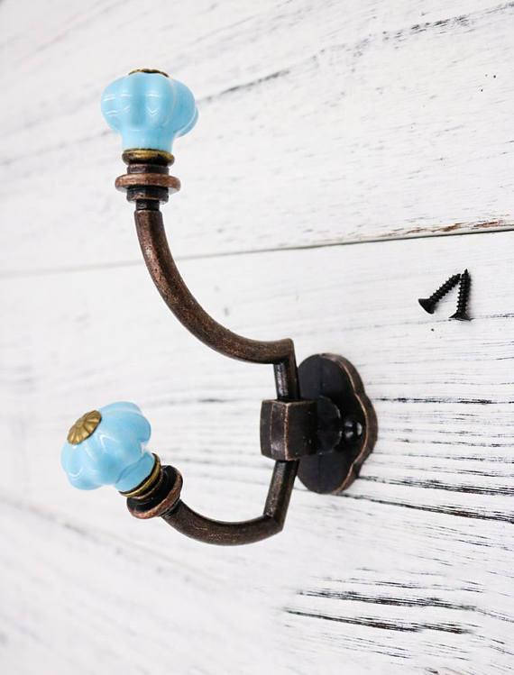 Ganchos de pared de cerámica de calabaza, ganchos decorativos, ganchos de pared, ganchos de abrigo Retro antiguos, ganchos de perchero, muebles de Metal